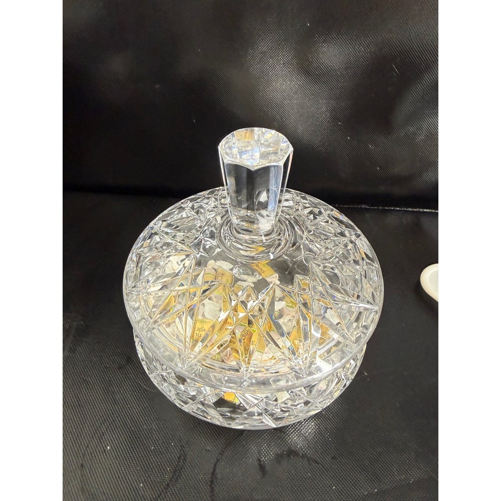 Vintage large 3 footed cut lead crystal candy dish